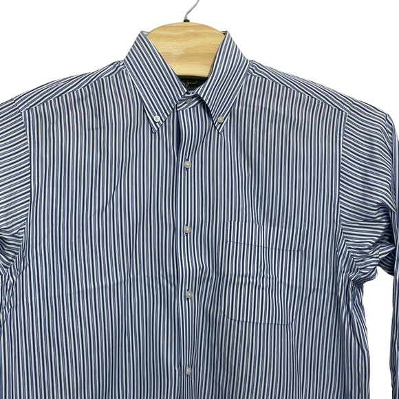 Bobby Jones 15.5 - 16 Medium Button Up Blue Stripe 100% Cotton Boone Valley - Picture 5 of 8